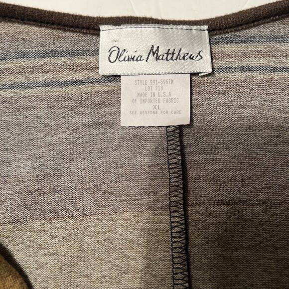 Olivia Matthews brown striped knit dress with scoop neck tie waist XL - Picture 6 of 10